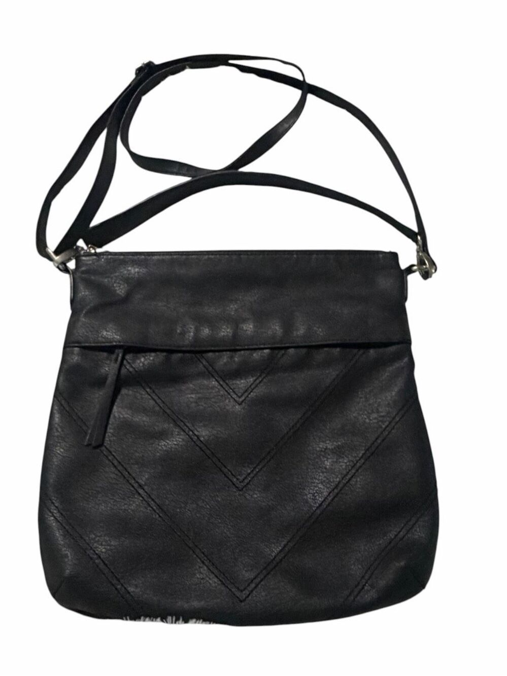 RELIC By Fossil Sophie Black Faux Leather Chevron Crossbody Bag